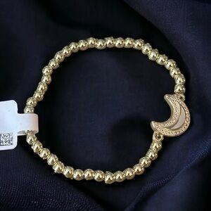 Zoe Belle ball chain mother of pearl moon stretch bracelet